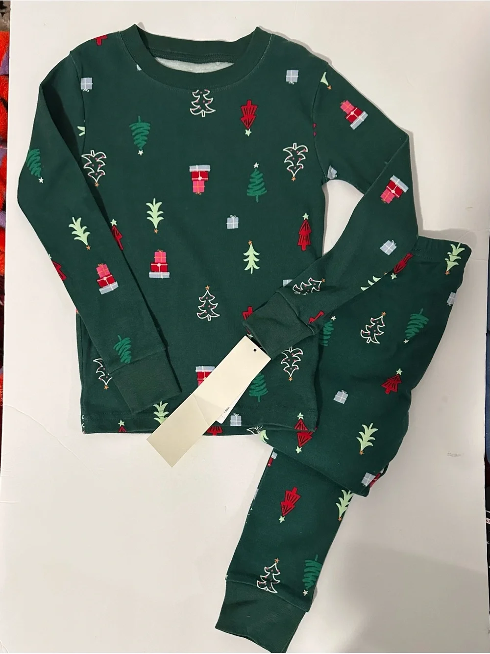 Carter's Dark Green Holiday Tree and Gift Pajama Set